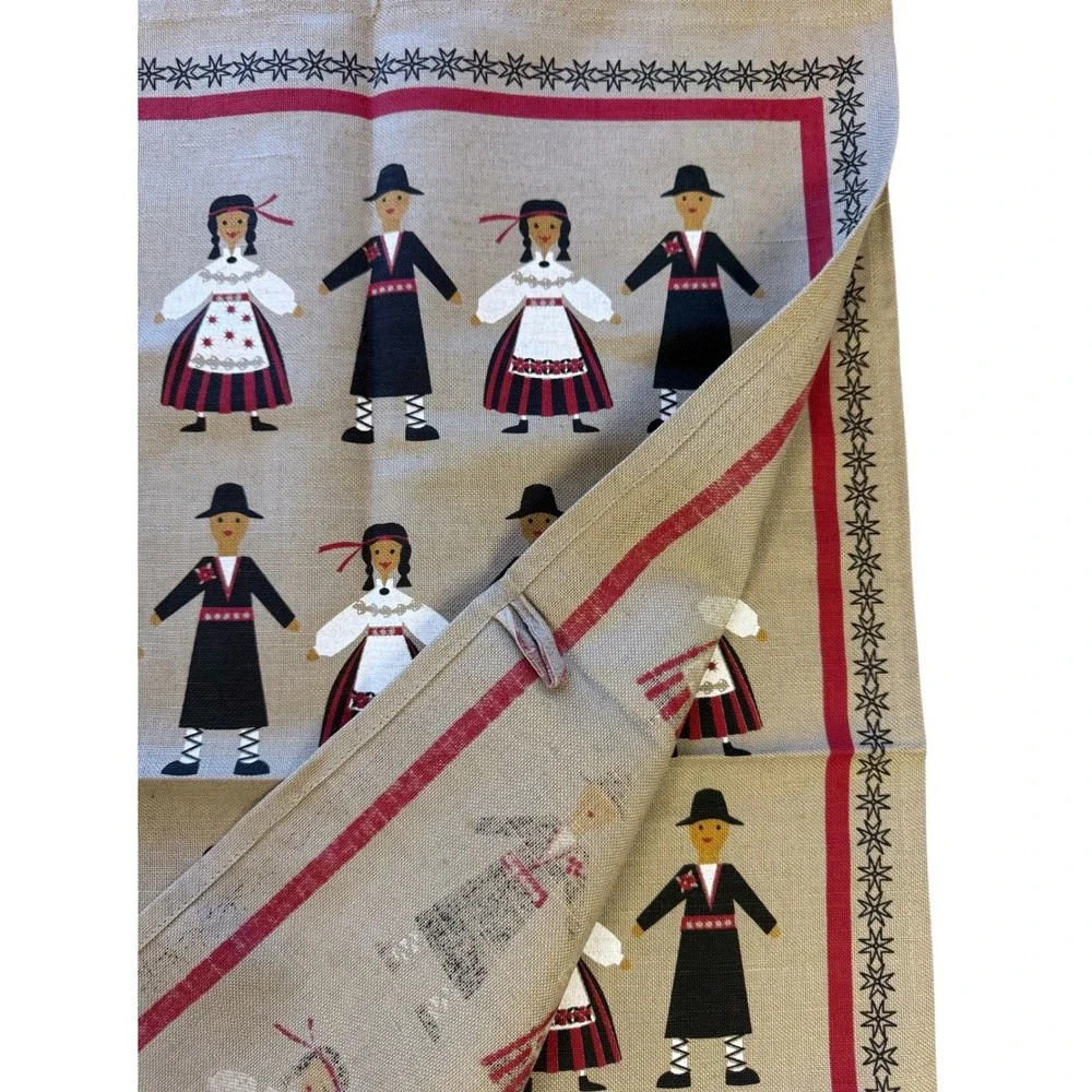Linen Paradise Estonia 100% Linen Folk Art 2 Tea Towels NEW Traditional Costume